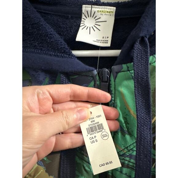 Offline By Aerie Full Zip Hoodie Womens Size Small Blue Drawstring Long Sleeves - Picture 2 of 6